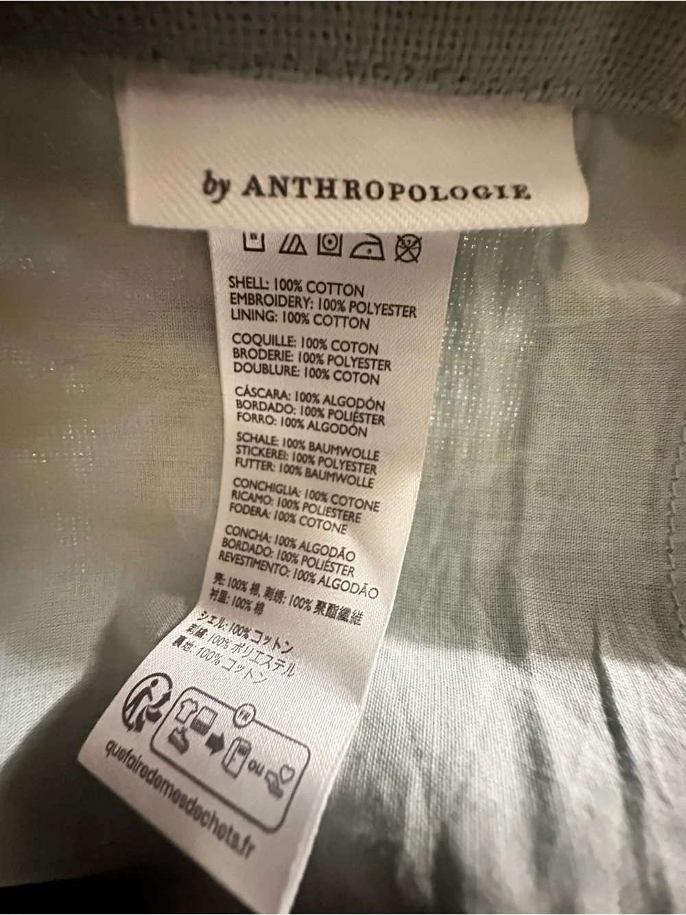 Anthropologie Rosalie Cotton Embroidered Floral Curtain NEW 1 Panel